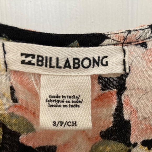 Billabong Floral Mini Dress Pink & Black Ruffle Detail Small - Picture 6 of 9